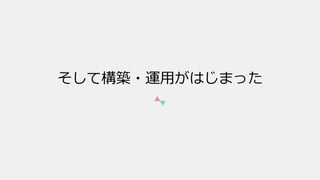 そして構築・運⽤がはじまった
 