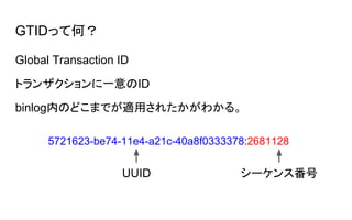 おさらい
いいところ
● ほぼ瞬時にフェイルオーバー
● バックアップ、リカバリー速い
課題
● マルチマスターなので不整合に気をつける
● repが遅いとなかなか昇格できない
● バックアップファイルの正しさチェックどうする？
 