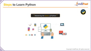 Copyright IntelliPaat, All rights reserved
Steps to Learn Python
“ Mastering the basics of Python ”
 