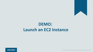 Copyright © 2018, edureka and/or its affiliates. All rights reserved.
DEMO:
Launch an EC2 Instance
 