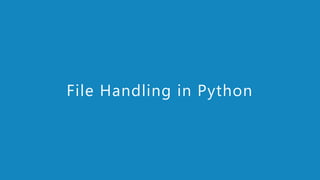 www.edureka.co/pythonEDUREKA PYTHON CERTIFICATION TRAINING
File Handling in Python
 