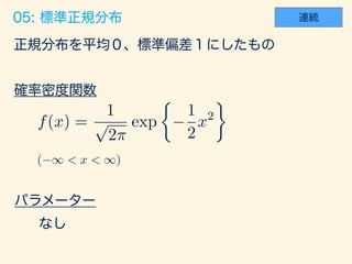 ( 1 < x < 1)
f(x) =
1
p
2⇡
exp
⇢
1
2
x2
 