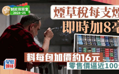 財政預算案2024｜煙草稅再加！每支煙即時加8毫 料香煙每包直迫100元