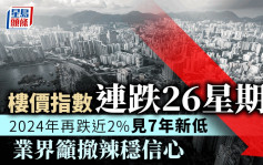 楼价指数连跌26星期 2024年再跌近2% 见7年新低 业界吁撤辣稳信心