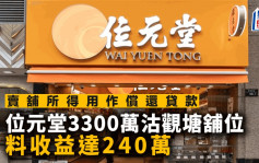 位元堂3300萬沽觀塘舖位 料收益達240萬 賣舖所得用作償還貸款