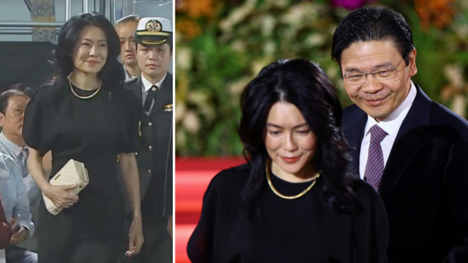 星洲新总理黄循财第二任妻子陪进场成焦点。（路透社／新加坡总理办公室）