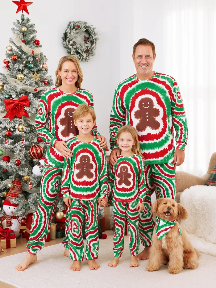 Christmas Pajamas Tie Dye (Red & Green) -Gingerbread Pajamas for the Whole Family