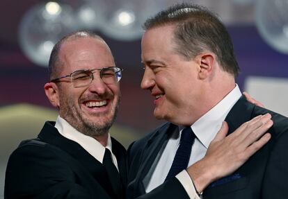 Darren Aronofsky (izquierda) y Brendan Fraser, en el Festival de Venecia.