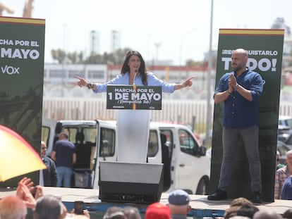 Macarena Olona en el mitin de Vox en Cádiz, en su primera aparición tras ser nominada candidata  a la Junta de Andalucía..