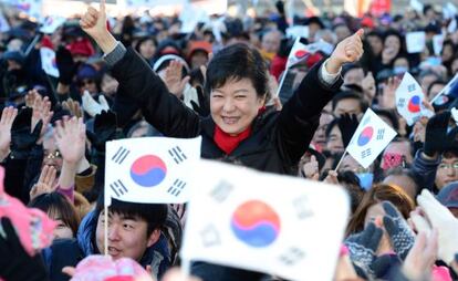 Park Geun Hye, en un acto de campa&ntilde;a en Busan (Corea del Sur), el pasado 18 de diciembre.