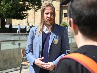 El coordinador autonómico de Podemos Castilla y León, Pablo Fernández, en León.