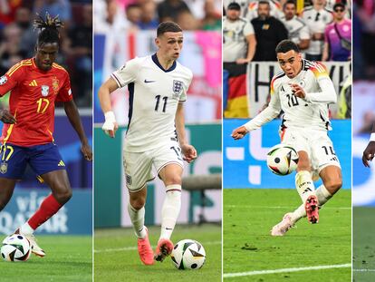 Nico Williams, Foden, Musiala y Dembélé, durante la Eurocopa.