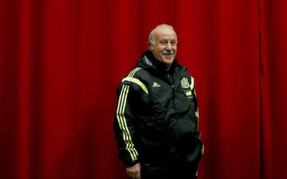 El seleccionador Vicente del Bosque, antes del amistoso ante Holanda.