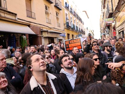 Protesta vecinal en Madrid contra la adquisición de pisos por parte de fondos de inversión en Madrid, el pasado 3 de febrero.