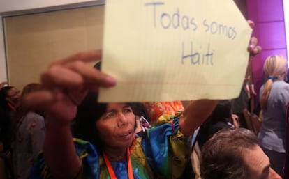 Protesta en Santo Domingo contra la sentencia.