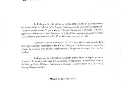 Carta de Argentina a España sobre Milei.