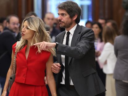 Dvd 1217 (12-06-24). Sesión de control al Gobierno en el Congreso.  Yolanda Díaz y Ernest Urtasun, a su llegada al Congreso. 
 Foto: Jaime  Villanueva