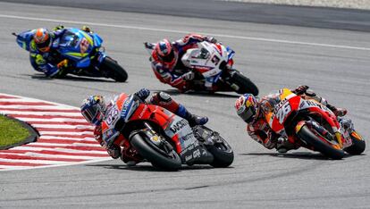 Dovizioso y Pedrosa, en la carrera del GP de Malasia.