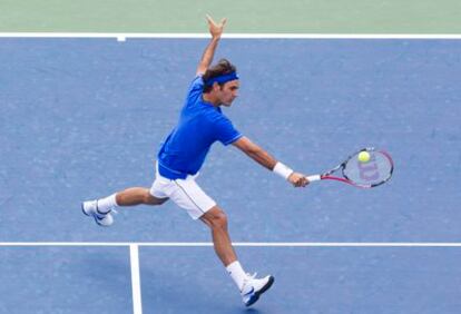 El tenista Roger Federer durante el partido de hoy