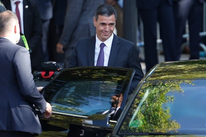 El presidente del Gobierno en funciones, Pedro Sánchez, tras el desfile del 12 de Octubre. 
