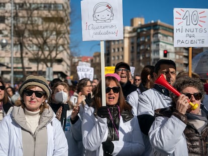 Protesta a favor de la sanidad pública en Madrid.