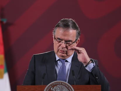 Marcelo Ebrard, durante la conferencia matutina de Presidencia de este viernes.