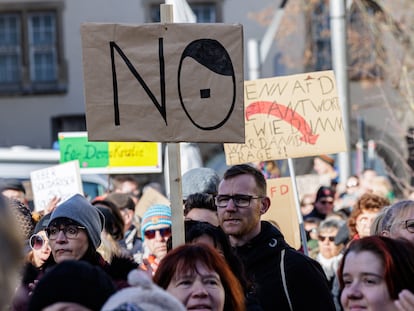 Manifestación contra la ultraderechista Alternativa para Alemania (AfD), el 27 de enero en la ciudad de Plauen.