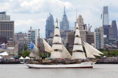 Muelles de Penn's Landing, a orillas del río Delaware, en Filadelfia.