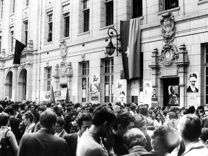 Estudiants a la Sorbona de Par&iacute;s el maig del 68.