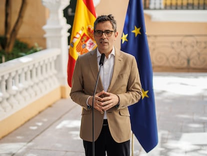 Felix bolaños, comparece ante la prensa tras una reunión sobre Justicia en el Palacio de Parcent en Madrid.