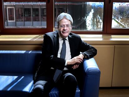 Paolo Gentiloni, el jueves en la sede de la Comisión Europea en Madrid.