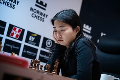 Wenjun Ju, durante una de las partidas en Stavanger