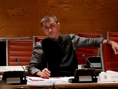 Juan Carlos Monedero, en la Comisión de Investigación sobre Financiación de Partidos Políticos del Senado, en una imagen de 2017.