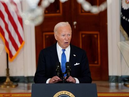 Joe Biden, este lunes en la Casa Blanca, da una declaración sobre la sentencia del Supremo.