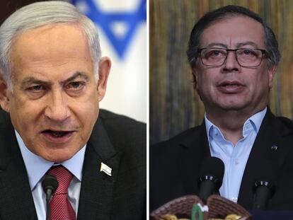 El primer ministro Benjamín Netanyahu y el presidente de Colombia, Gustavo Petro