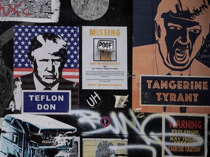 Imágenes de Donald Trump utilizada en carteles satíricos y graffiti en Londres (Inglaterra).