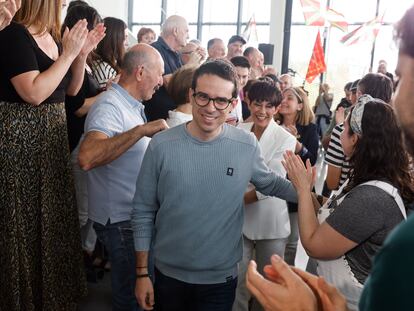 El candidato a lehendakari de EH Bildu, Pello Otxandiano, el 6 de abril en San Sebastián (Gipuzkoa).