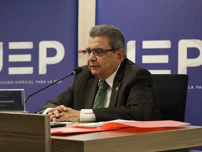 Iván Ramírez durante una audiencia de la JEP, en septiembre de 2022.