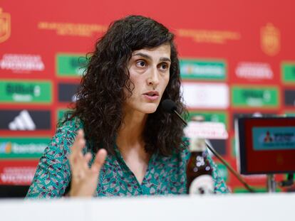 Montse Tomé, este martes en la Ciudad del Fútbol de Las Rozas.