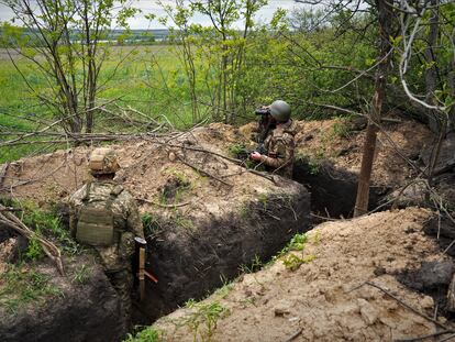 Members of the 1st company of the 63rd Infantry Brigade on the Liman front in the Donetsk region.