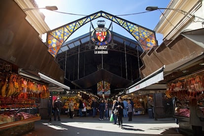 Mercado de la Boquería en Barcelona (España).
