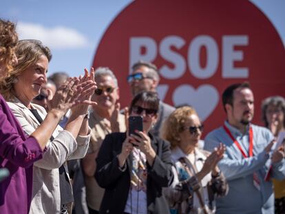 Teresa Ribera, candidata del PSOE a las elecciones europeas, durante la presentación de la candidatura en Sevilla, el 15 de mayo.