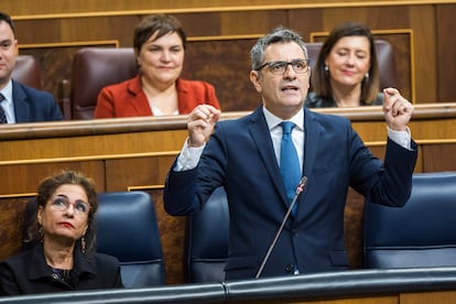 El ministro de la Presidencia, Justicia y Relaciones con las Cortes de España, Félix Bolaños, el 13 de diciembre, en la Cámara baja.
