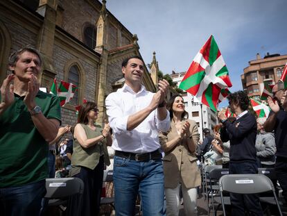 Imanol Pradales, en un acto electoral del PNV en San Sebastián.