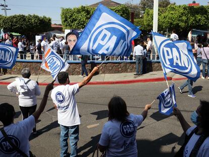Militantes del Partido Acción Nacional en Cuernavaca, Estado de Morelos, en abril del 2022.