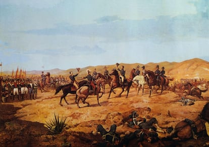 El ejército patriótico se saluda tras la victoria en la batalla de Ayacucho, en una pintura de Martín Tovar y Tovar.