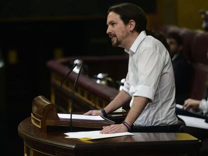 Pablo Iglesias, exlíder de Podemos, durante una intervención en el Congreso.