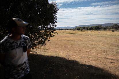 Joseba Alday, ganadero de Sesnández de Tábara, en la zona donde quedó atrapado por el fuego.