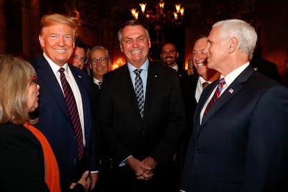 Bolsonaro, junto a Trump y el vicepresidente Mike Pence.
