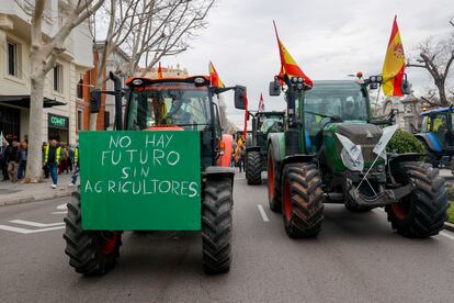 Protesta de agricultores este miércoles en el centro de Madrid.